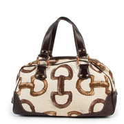 Buy online an authentic second hand Gucci Horsebit Canvas Bamboo Boston bag in very good condition at Labellov in Antwerp.