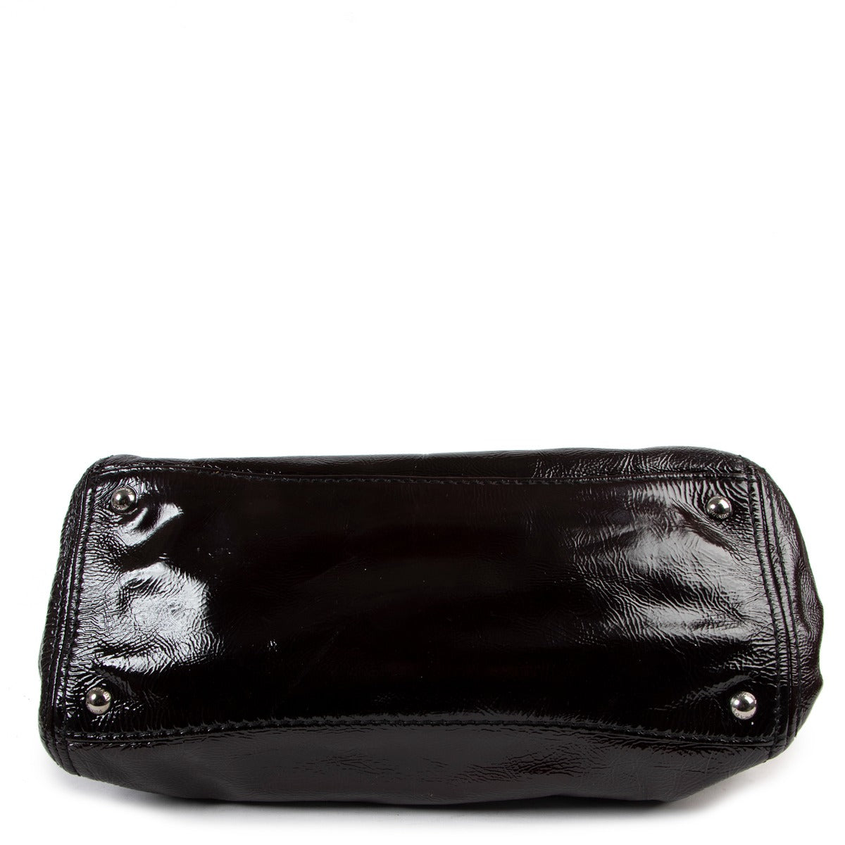 Buy an authentic second hand Prada Brown Ombre Patent Leather Tote Bag Top Handle Bag in good condition at Labellov in Antwerp.
