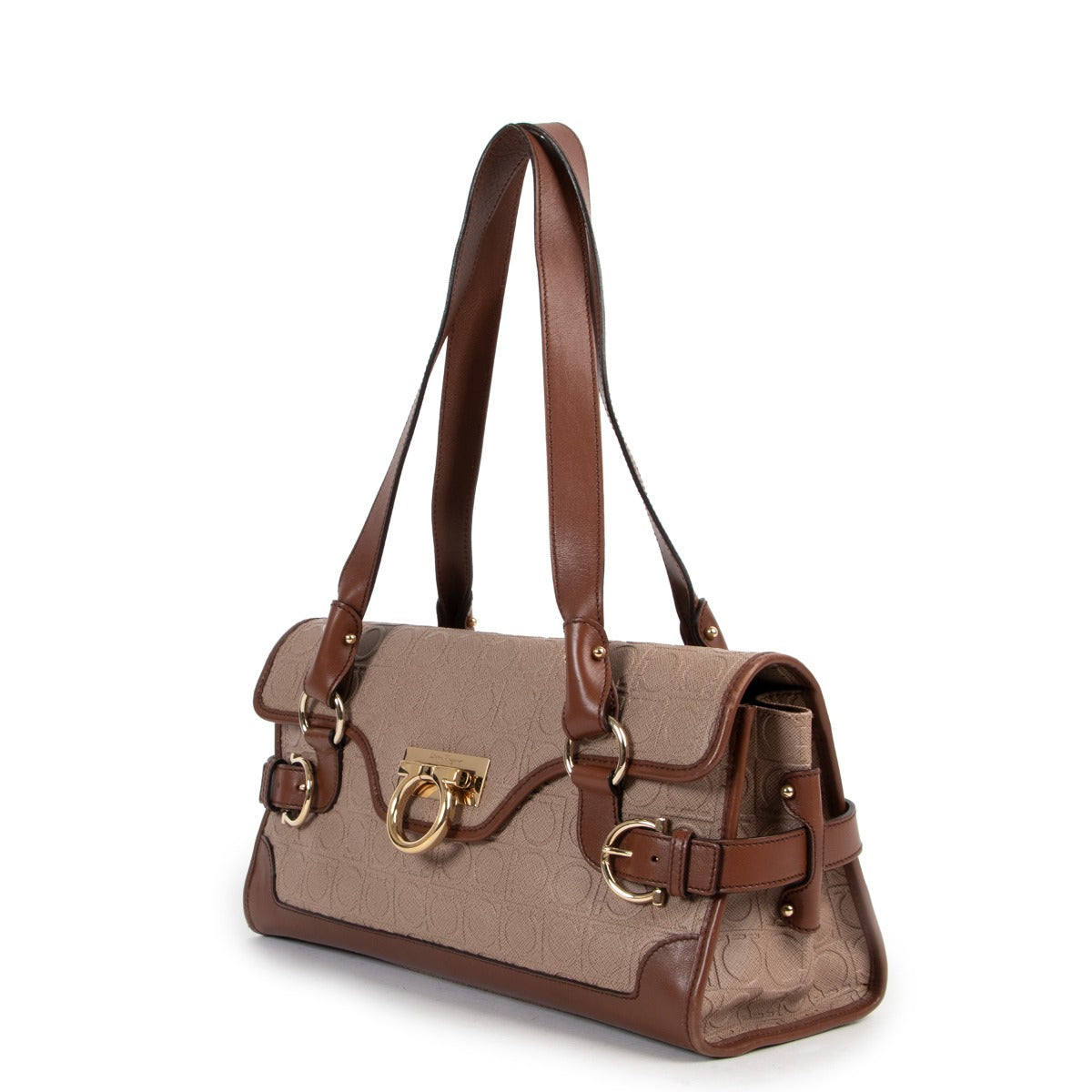 Salvatore Ferragamo Gancini Embossed Gina Shoulder Bag