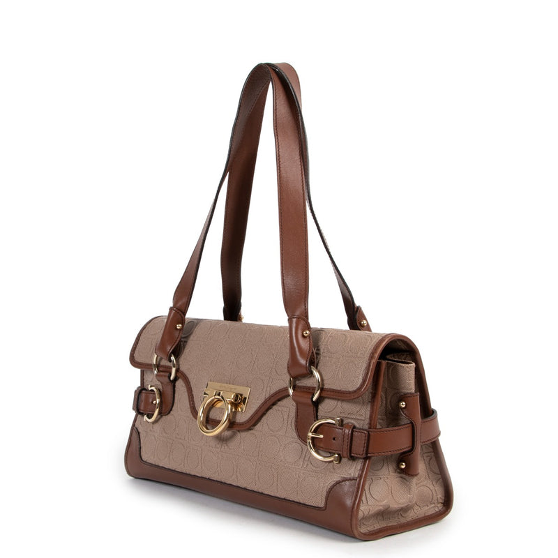 Salvatore Ferragamo Gancini Embossed Gina Shoulder Bag