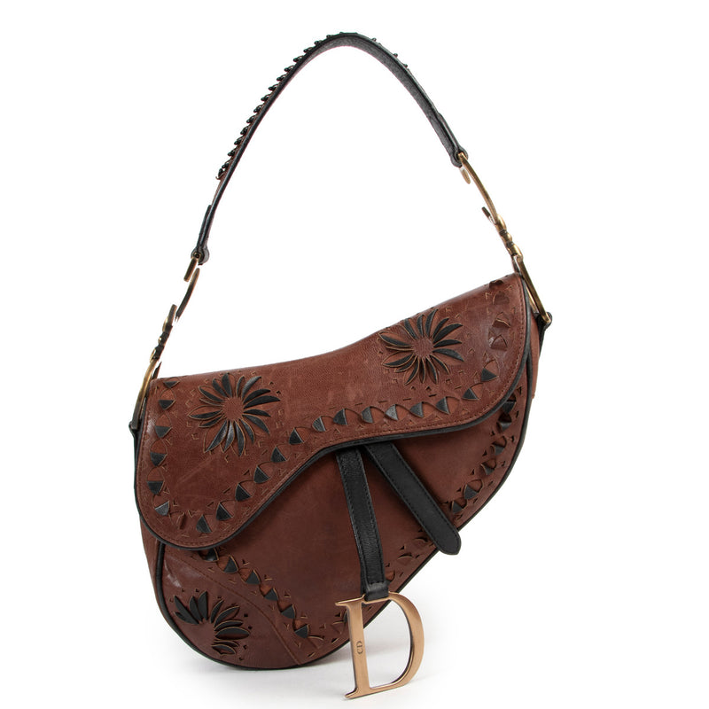 LL01052.2 Christian Dior Leather Saddle Bag with cutout laserwork details