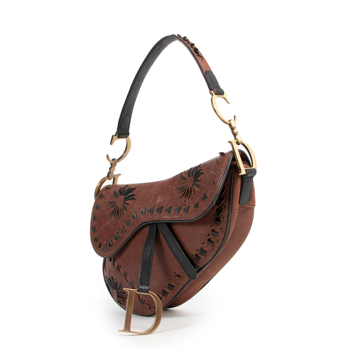 LL01052.2 Christian Dior Leather Saddle Bag with cutout laserwork details