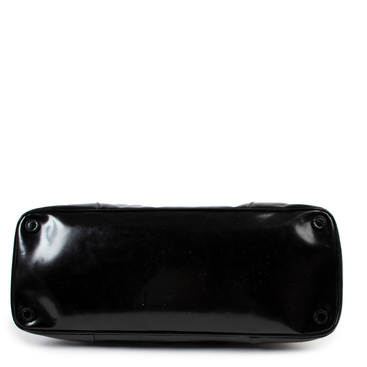 Shop second hand designer vintage high-end fashion Prada BL0267 Spazzolato Logo Black Patent Leather Tote Bag at Labellov.