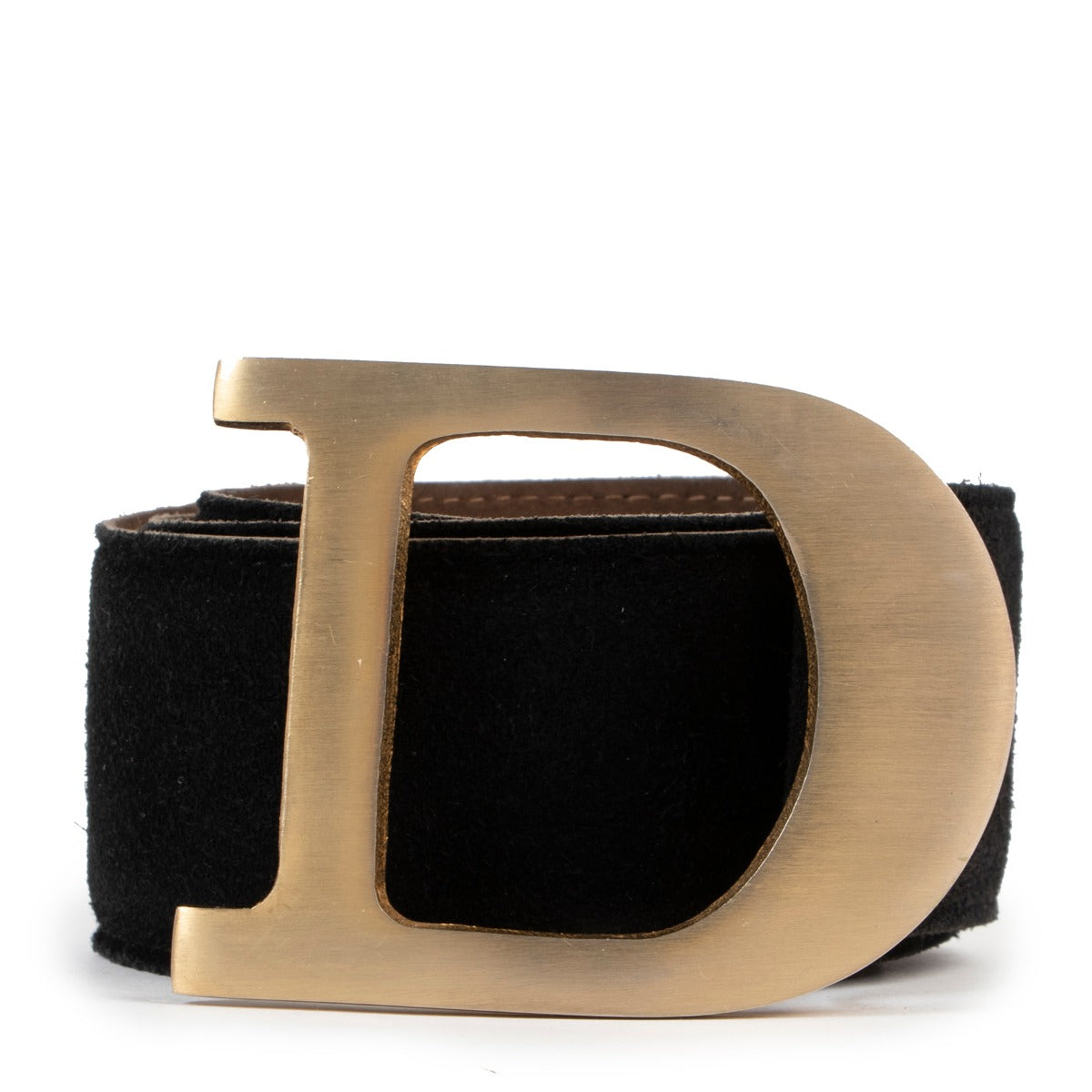 Shop authentic second hand luxury designer vintage Christian Dior D Buckle Black Suede Belt at Labellov.