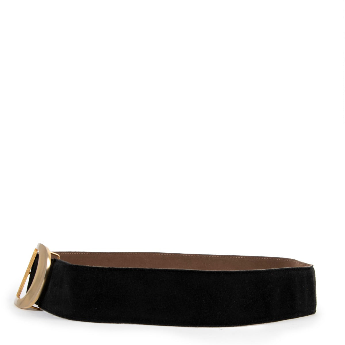 Shop authentic second hand luxury designer vintage Christian Dior D Buckle Black Suede Belt at Labellov.