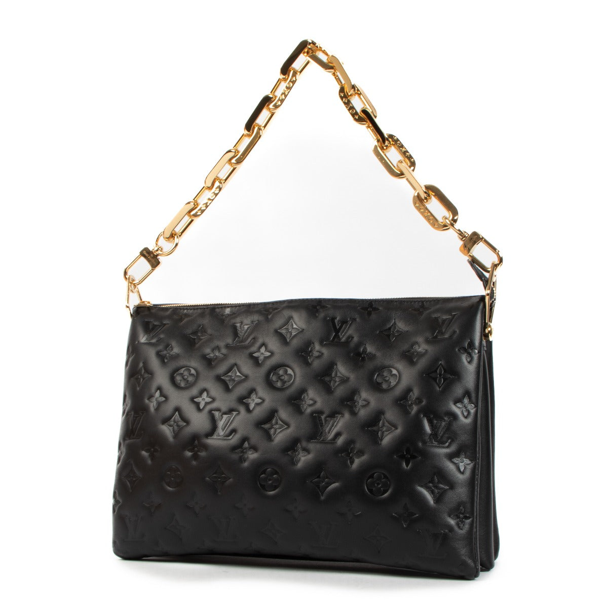 Shop 100% authentic Louis Vuitton Black Embossed Lambskin Coussin MM Crossbody Bag on Labellov.com