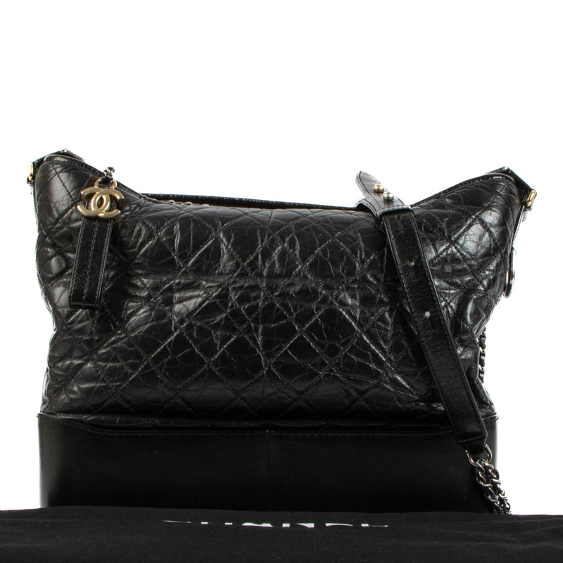 Chanel Black Aged Calfskin Large Gabrielle Bag