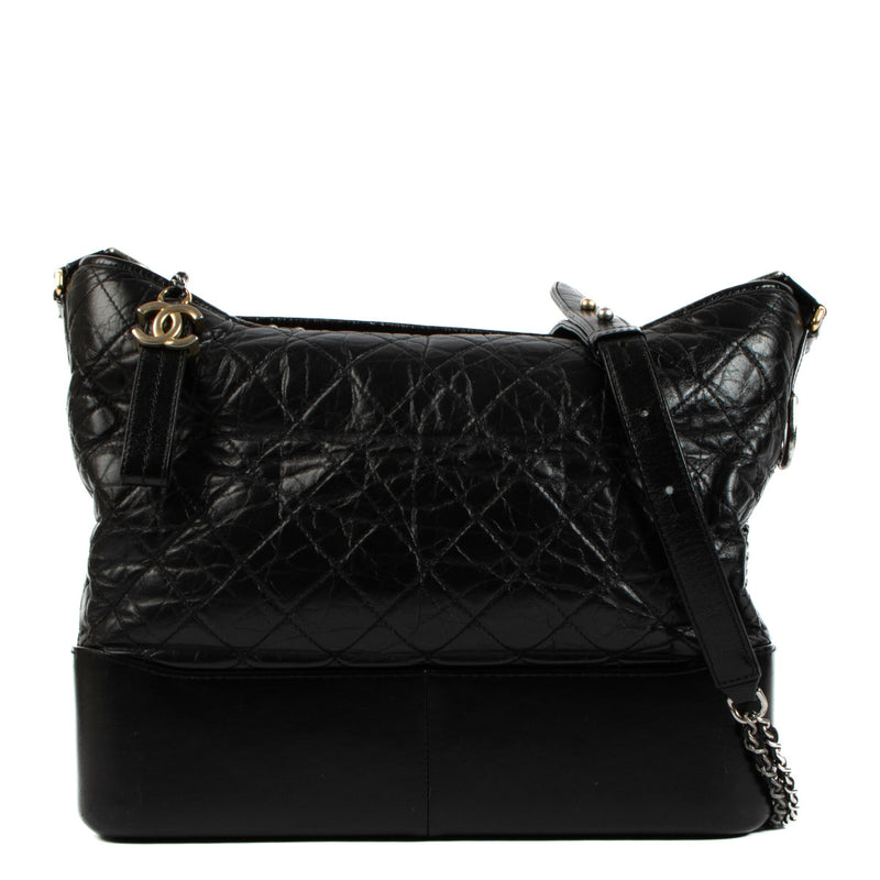Chanel Black Aged Calfskin Large Gabrielle Bag