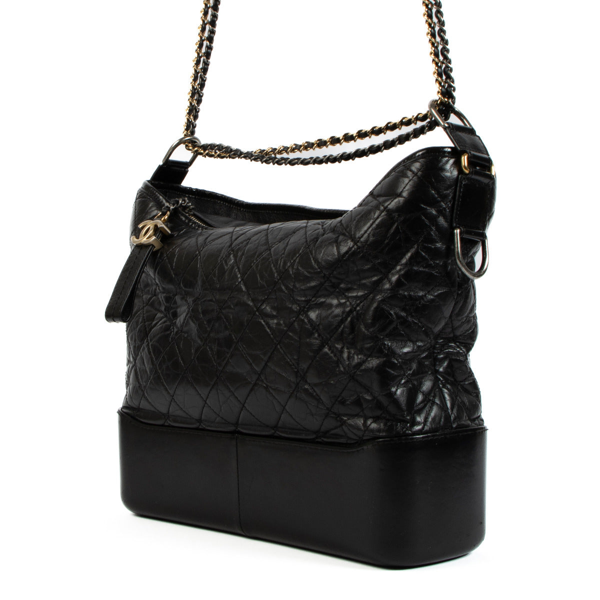 Chanel Zwarte Aged Calfskin Grote Gabrielle Tas