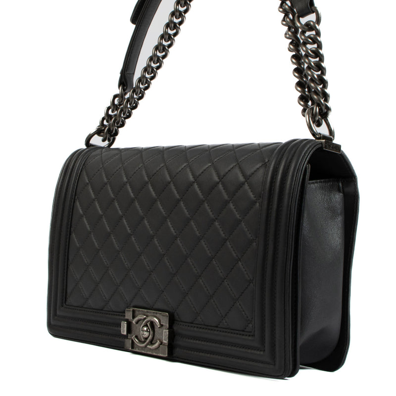 Chanel Grey Calfskin Large Boy Bag