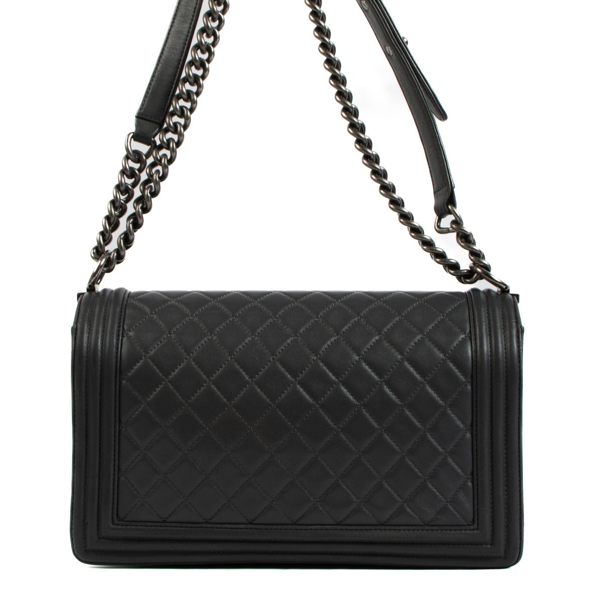 Sac Boy Chanel grand modèle en cuir de veau gris