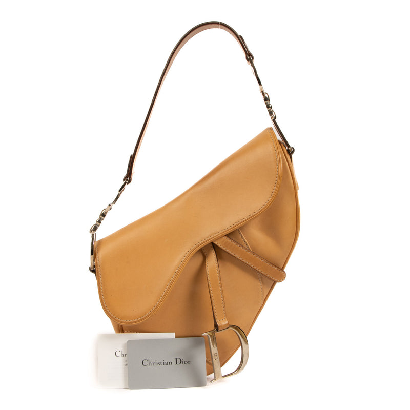 Christian Dior Natural Leather Saddle Bag
