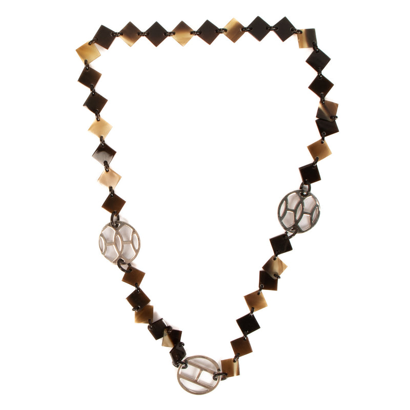 Hermès Silver/Brown Horn Lena Necklace