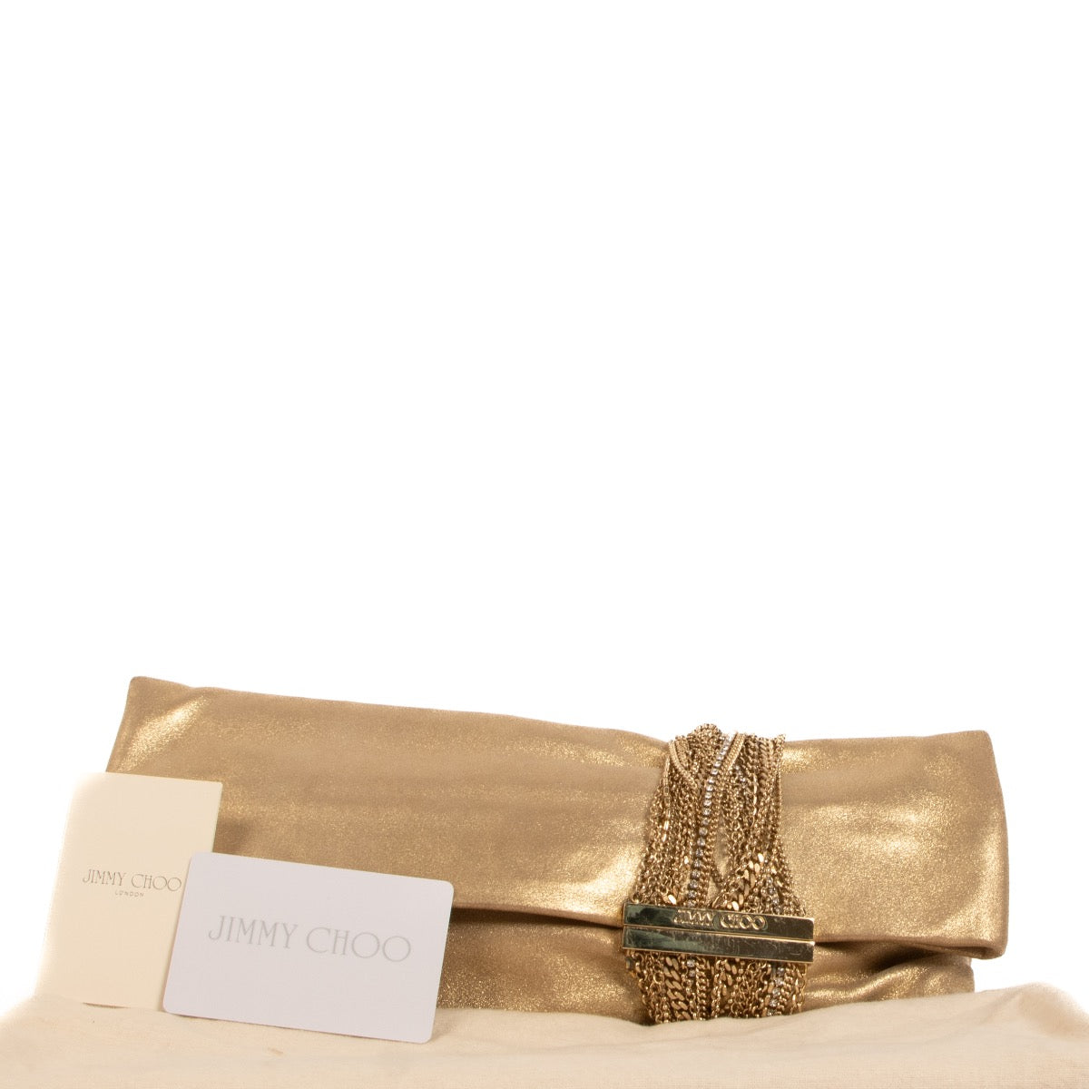 shop 100% authentic second hand Jimmy Choo Gold Chain Clutch on Labellov.com