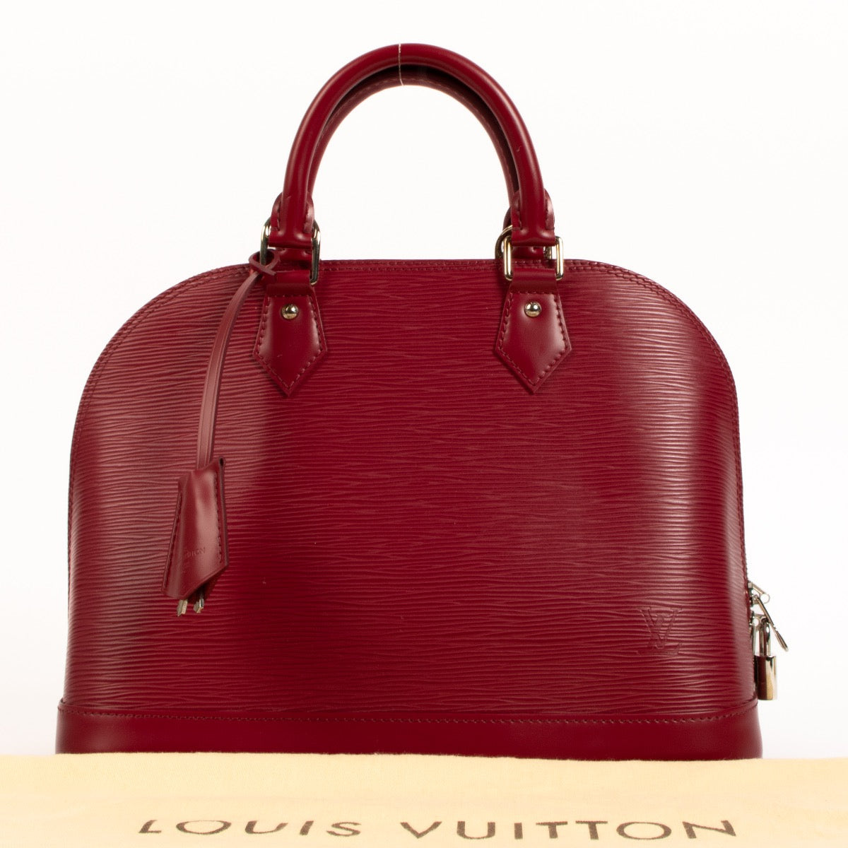 Shop safe online at Labellov in Antwerp, Brussels and Knokke this 100% authentic second hand Louis Vuitton Fuchsia Epi Leather Alma PM