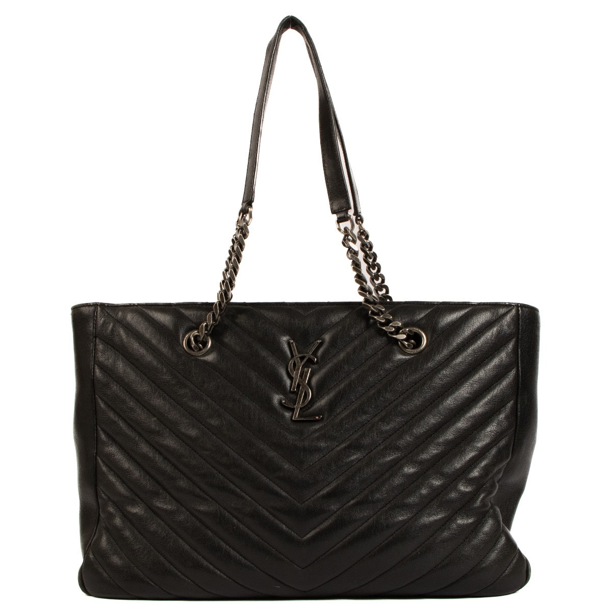 Shop 100% authentic second-hand Saint Laurent Black Matelasse Shopping Tote Bag on Labellov.com
