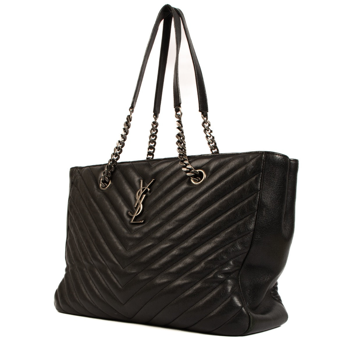 Shop 100% authentic second-hand Saint Laurent Black Matelasse Shopping Tote Bag on Labellov.com