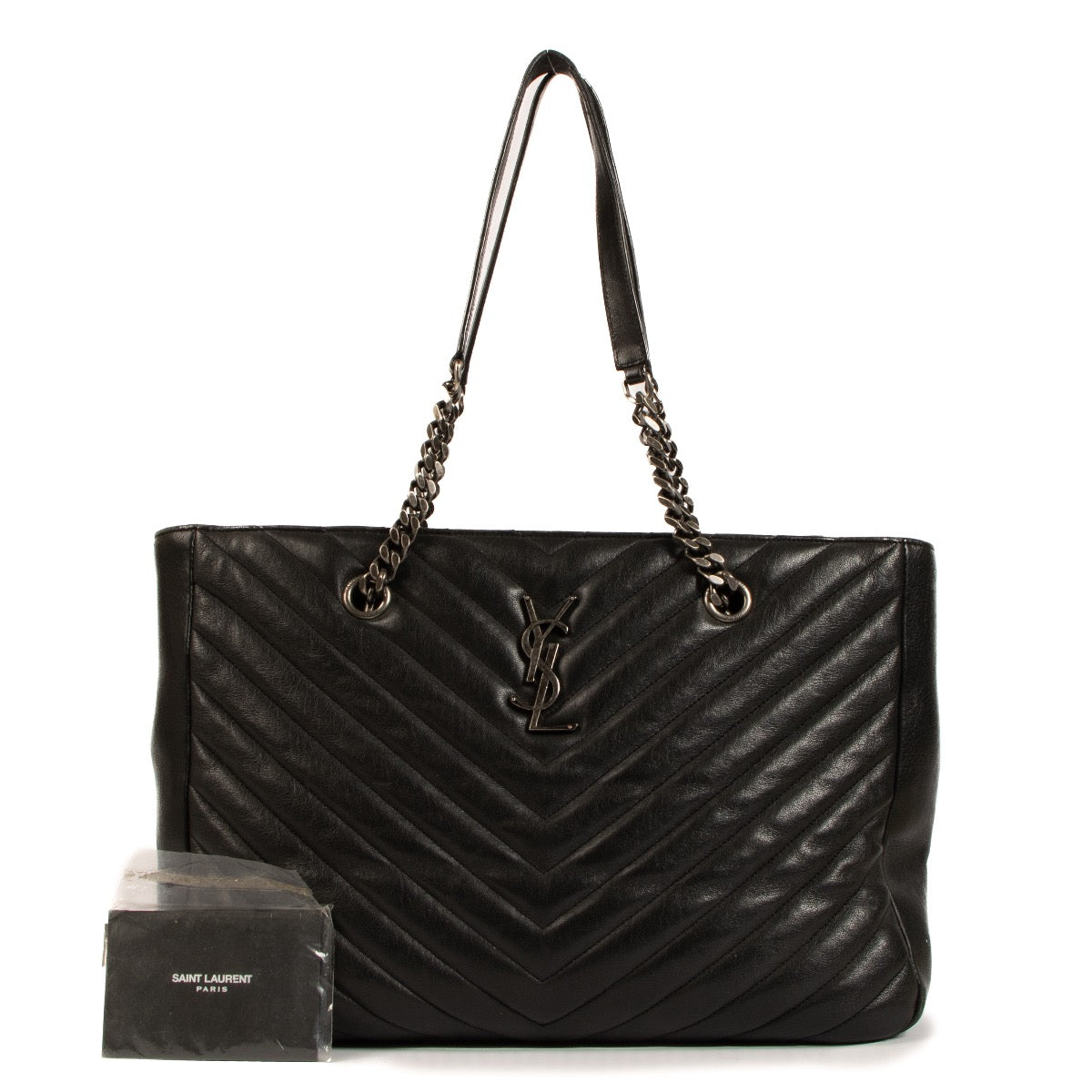 Shop 100% authentic second-hand Saint Laurent Black Matelasse Shopping Tote Bag on Labellov.com