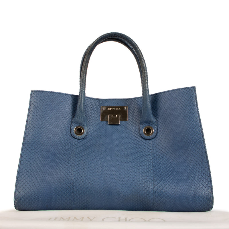 Shop 100% authentic second-hand Jimmy Choo Blue Python Riley Tote Bag on Labellov.com