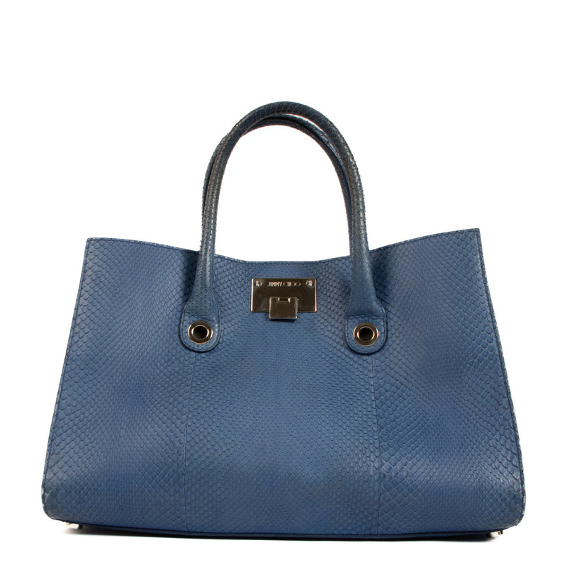 Shop 100% authentic second-hand Jimmy Choo Blue Python Riley Tote Bag on Labellov.com