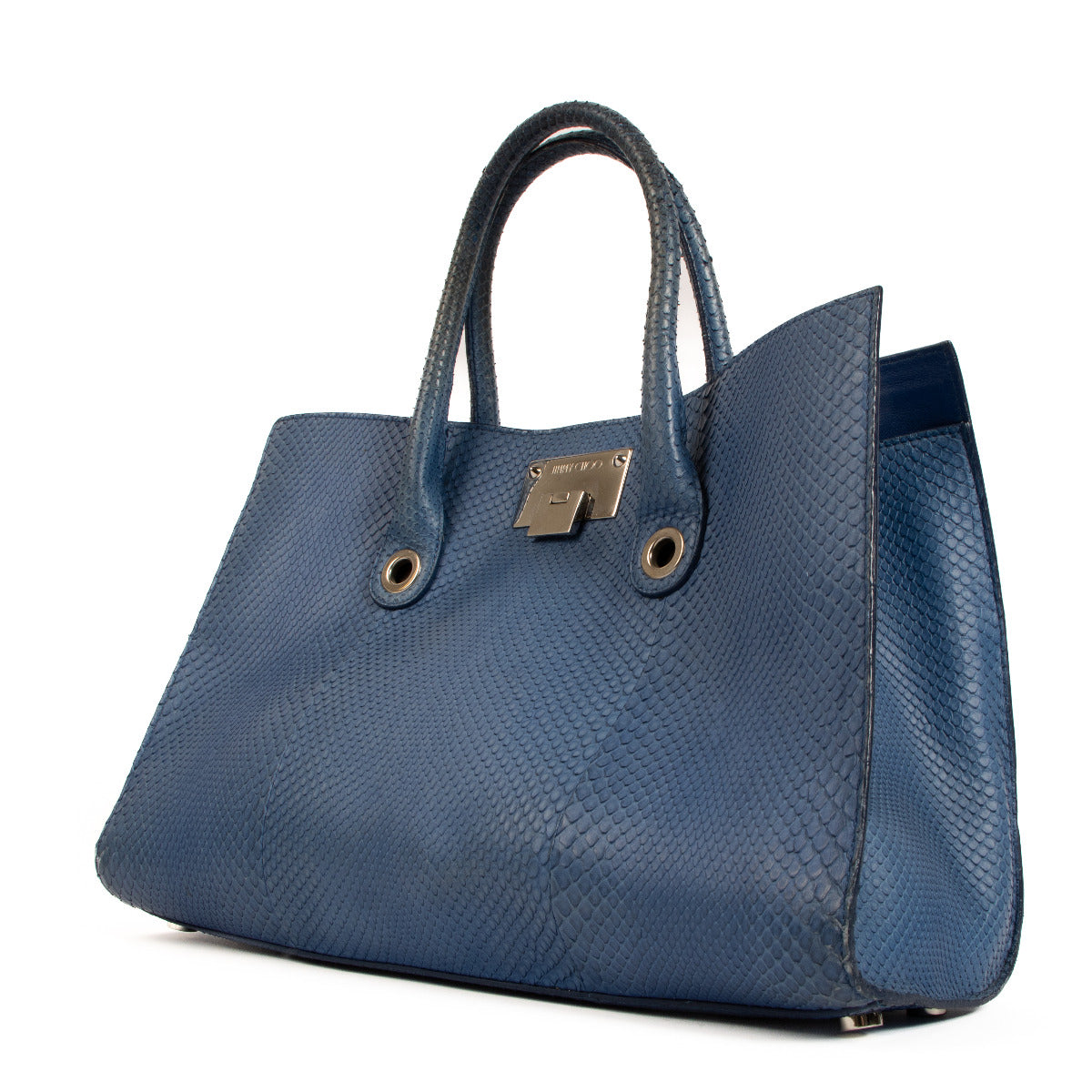 Shop 100% authentic second-hand Jimmy Choo Blue Python Riley Tote Bag on Labellov.com