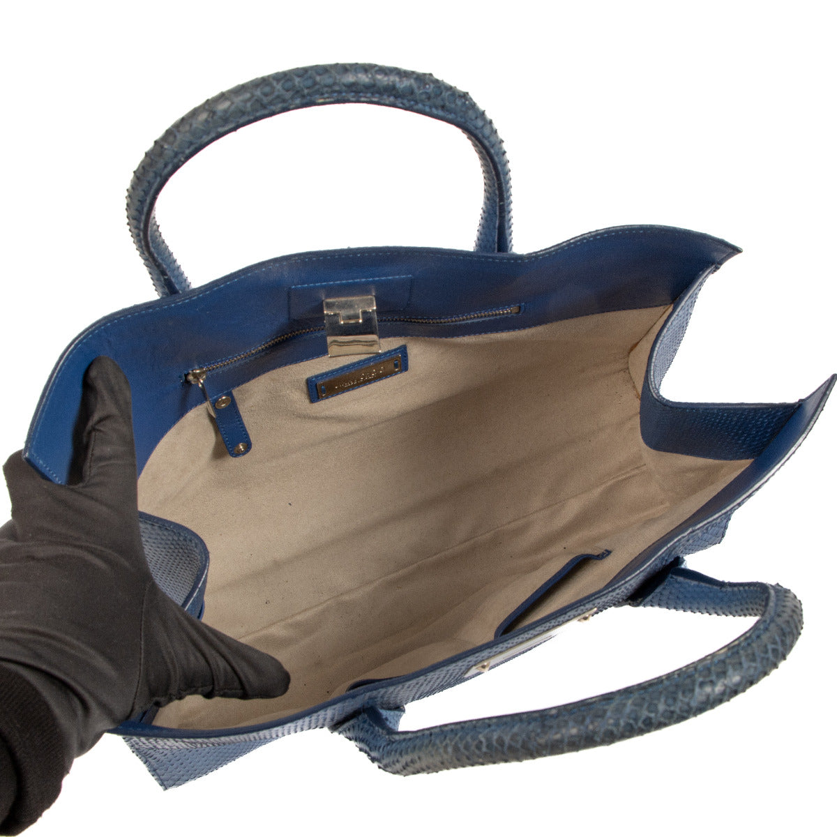 Shop 100% authentic second-hand Jimmy Choo Blue Python Riley Tote Bag on Labellov.com