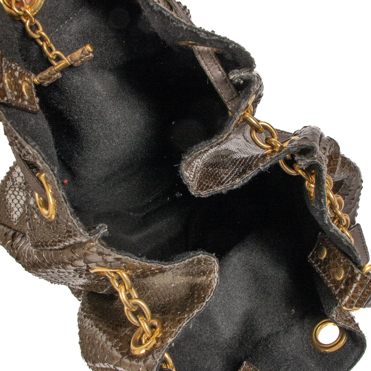 Shop 100% authentic second-hand Saint Laurent Brown Python Overseas Large Bucket Bag on Labellov.com