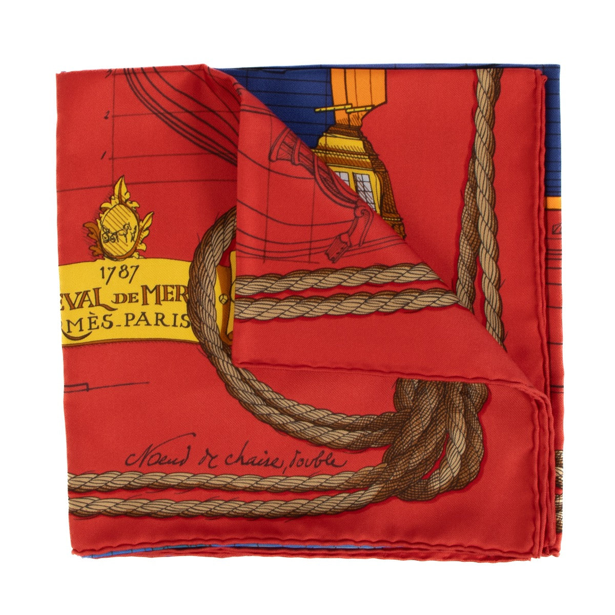 Shop safe online at Labellov in Antwerp, Brussels and Knokke this 100% authentic second hand Hermès Multicolor Cheval De Mer Silk Carré Scarf