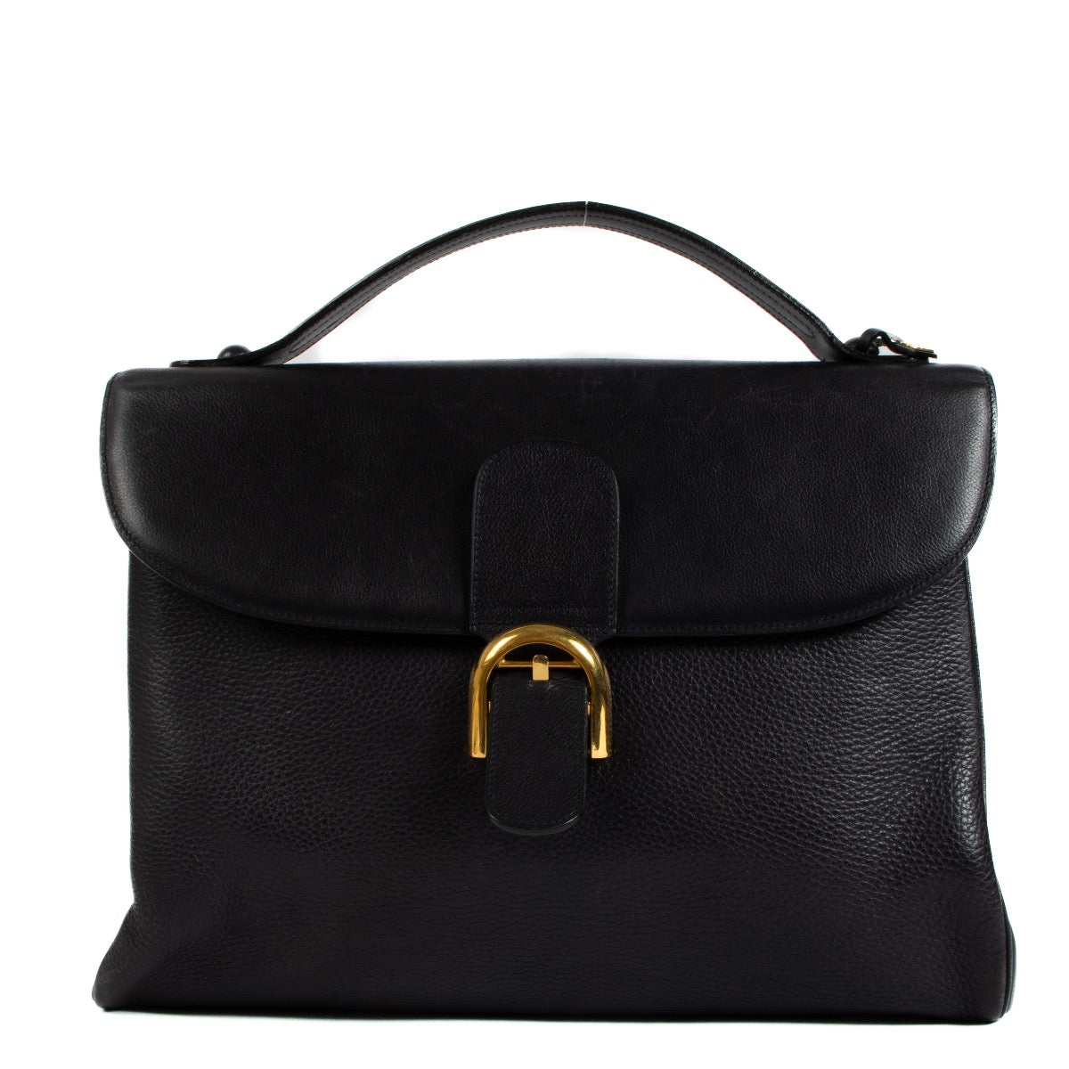 Shop safe online at Labellov in Antwerp, Brussels and Knokke this 100% authentic second hand Delvaux Marine Blue Brillant Briefcase