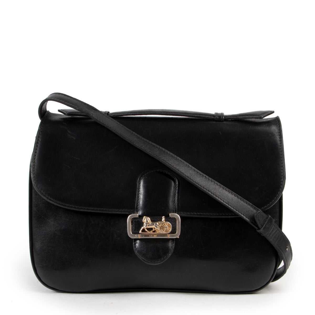 Shop safe online 100% authentic Celine Black Vintage Box Bag in good preloved condition at the right price at Labellov.com