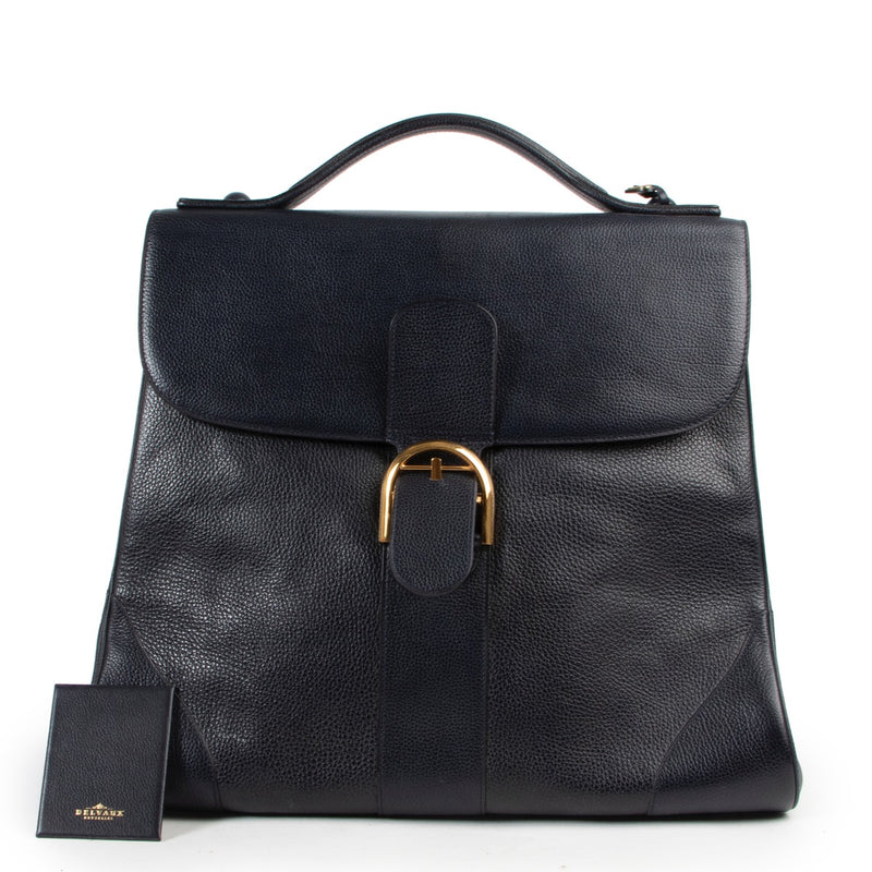 Shop safe online 100% authentic second hand Delvaux Dark Blue XL Brillant in very good condition at the right price at Labellov in Antwerp.
