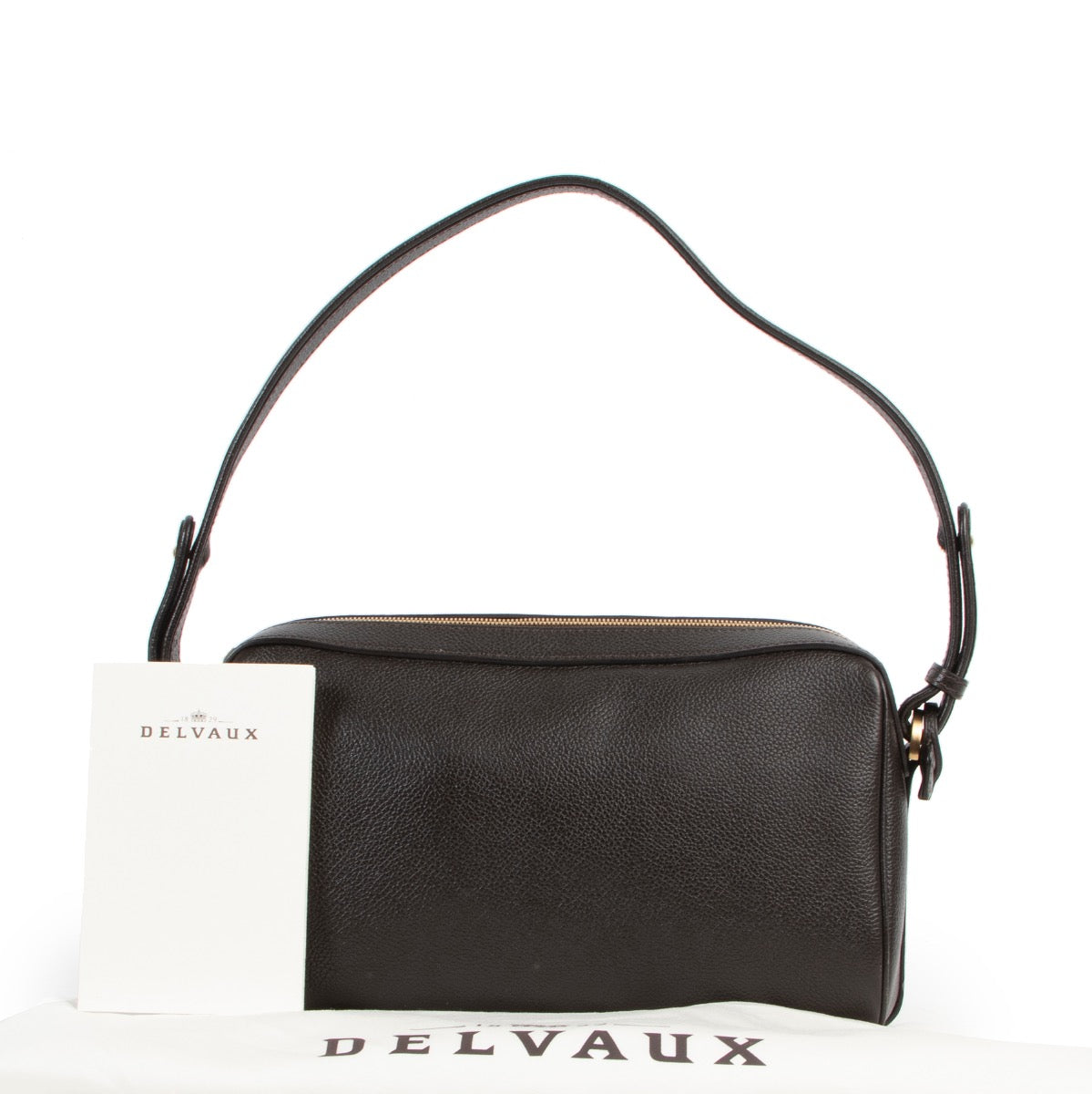 Shop safe online 100% authentic second hand Delvaux Brown Cinema Trotteur Shoulder Bag in excellent condition at the right price at Labellov.com.