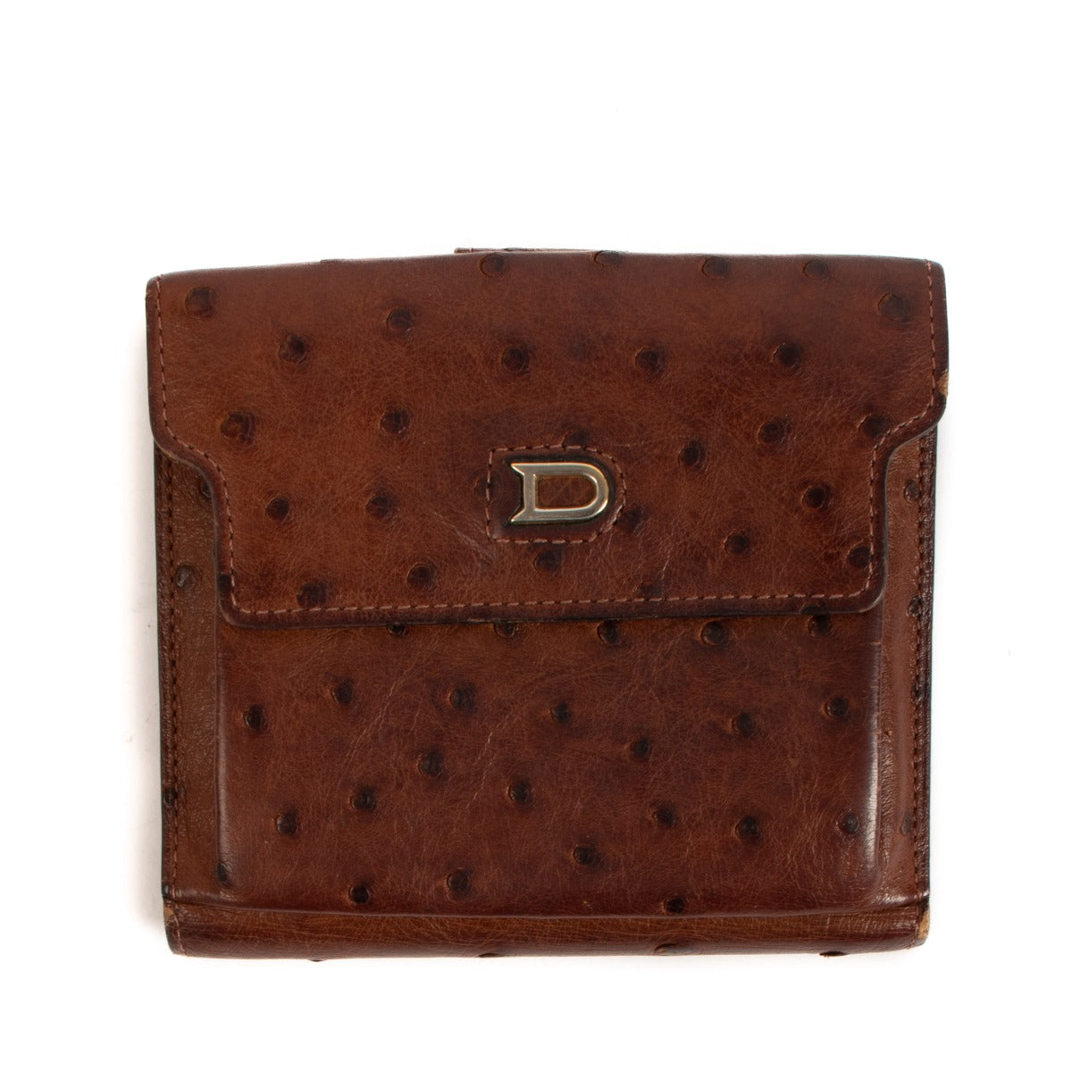 Delvaux Brown Ostrich Wallet