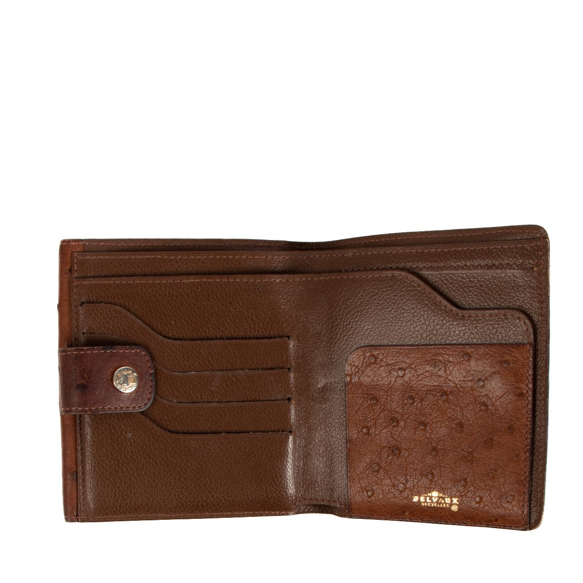 Delvaux Brown Ostrich Wallet