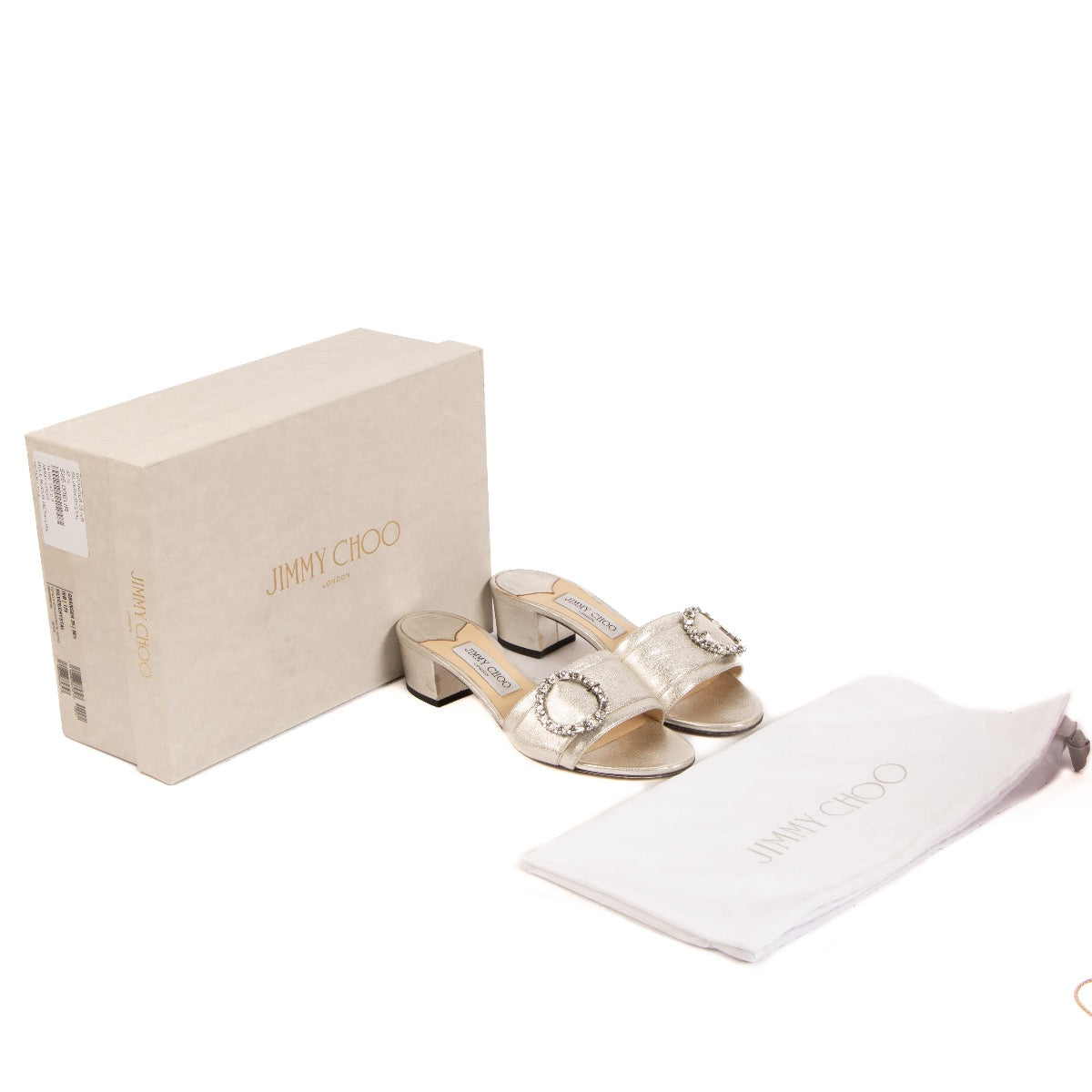 Shop 100% authentic second-hand Jimmy Choo Silver Granger 35 Mule Sandals on Labellov.com
