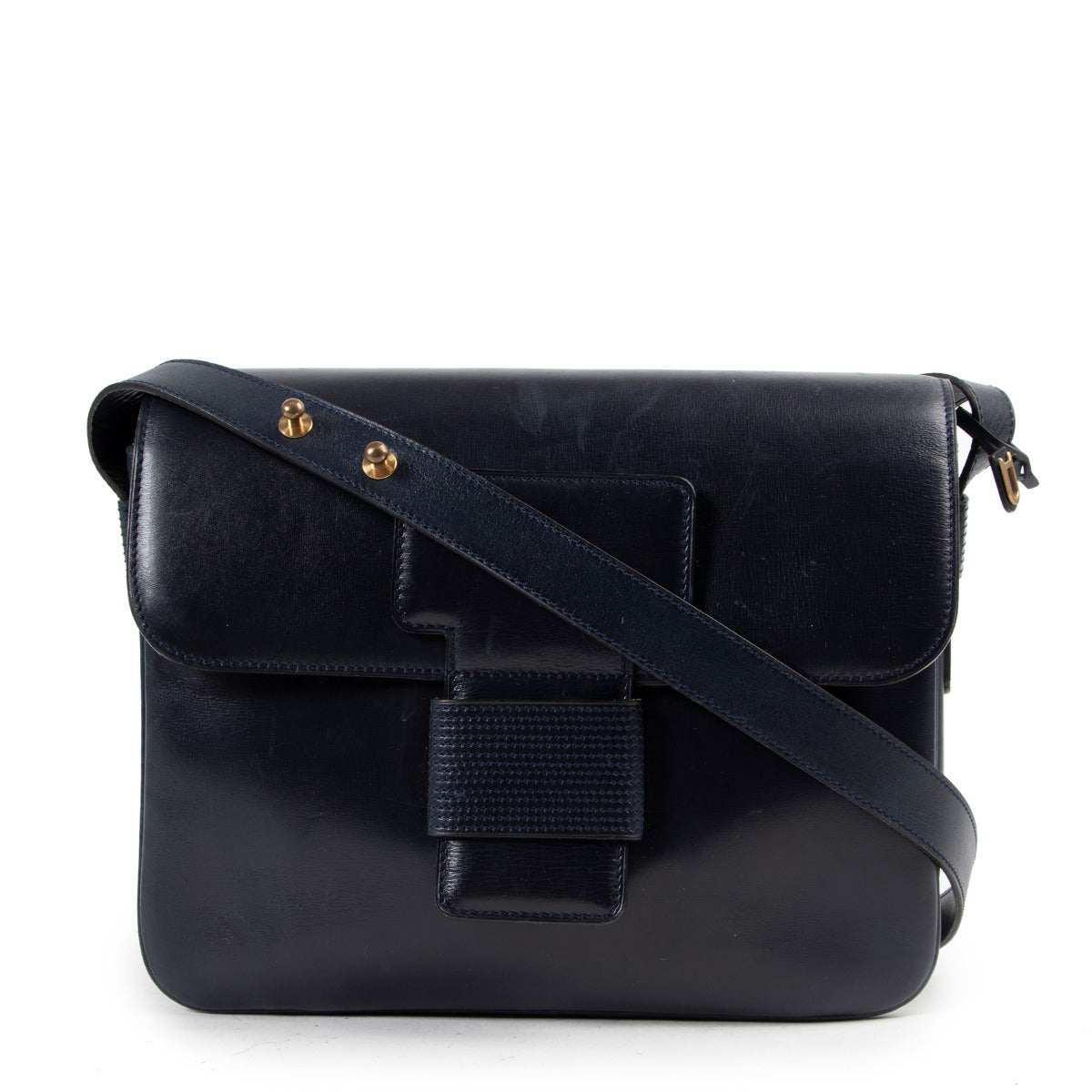 Delvaux Navy Blue Box Bag