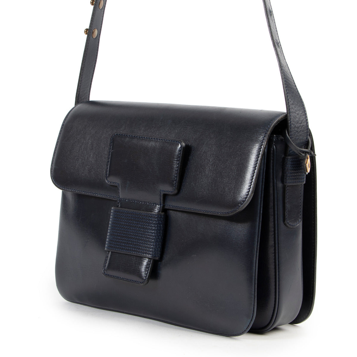 Delvaux Navy Blue Box Bag