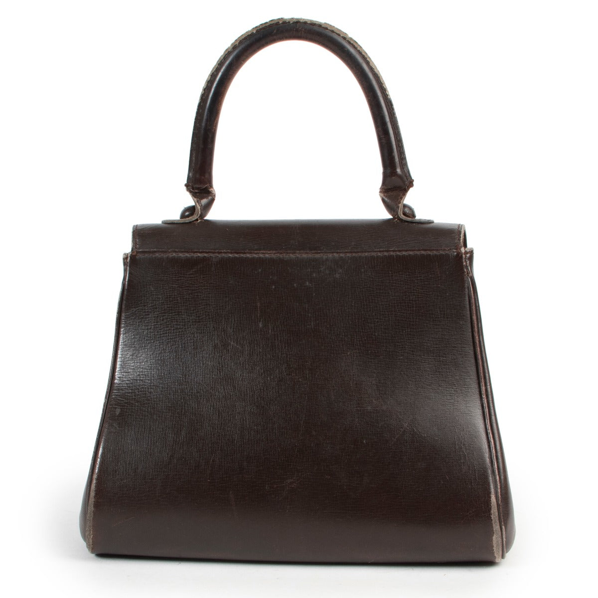 Small top handle Delvaux bag in brown soft leather by Labellov luxury