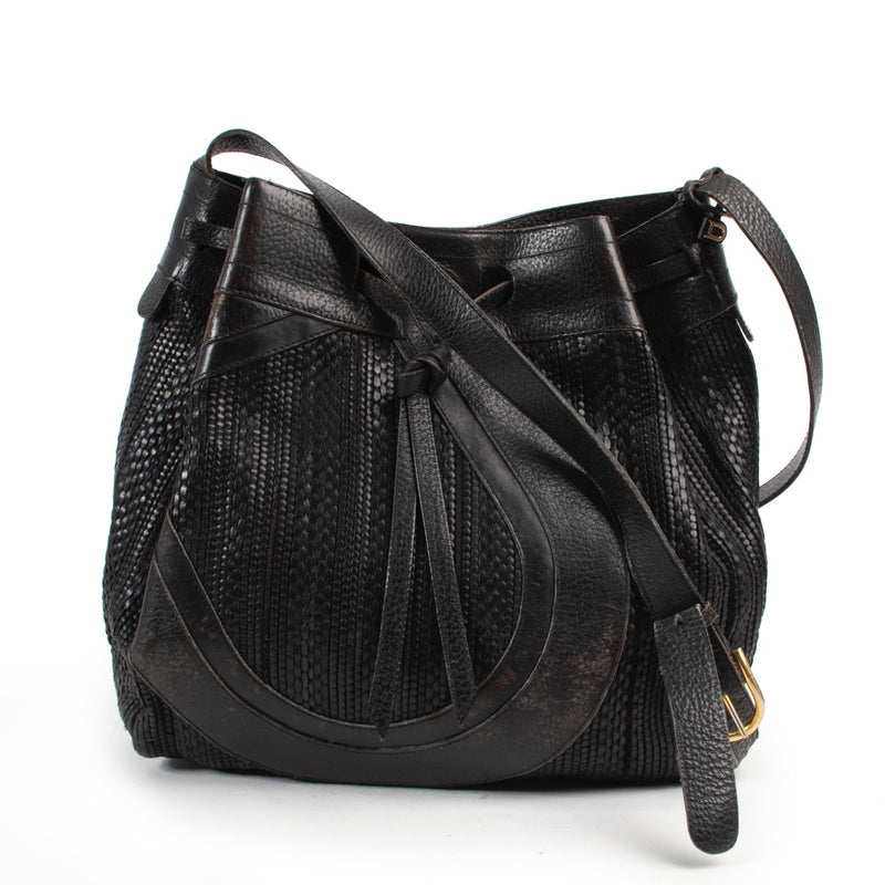 2nd hand Delvaux Black Toile De Cuir Crossbody Bag by Labellov luxury vintage preloved goods in good condition good price