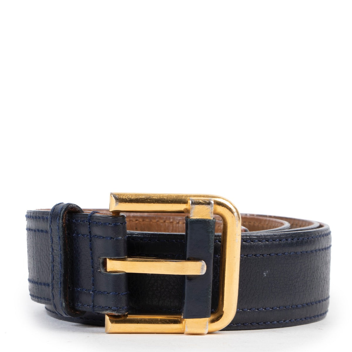 Shop safe online 100% authentic second hand Delvaux Dark Blue Belt - Size 95 in good preloved condition at the right price at Labellov in Antwerp.