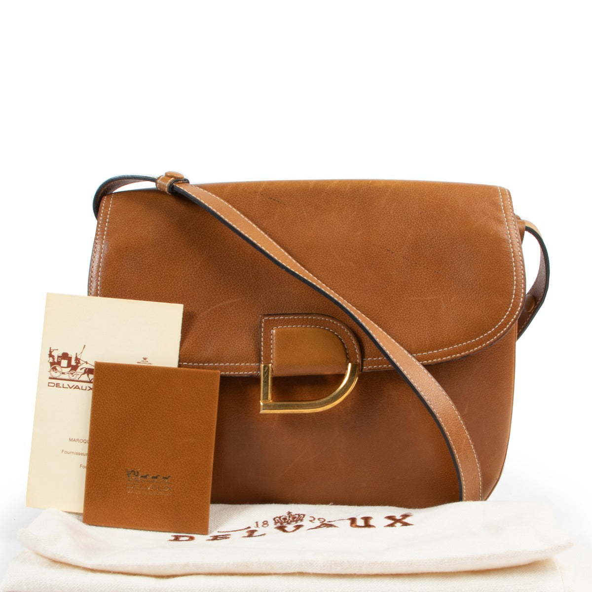 Delvaux Cognac Crossbody