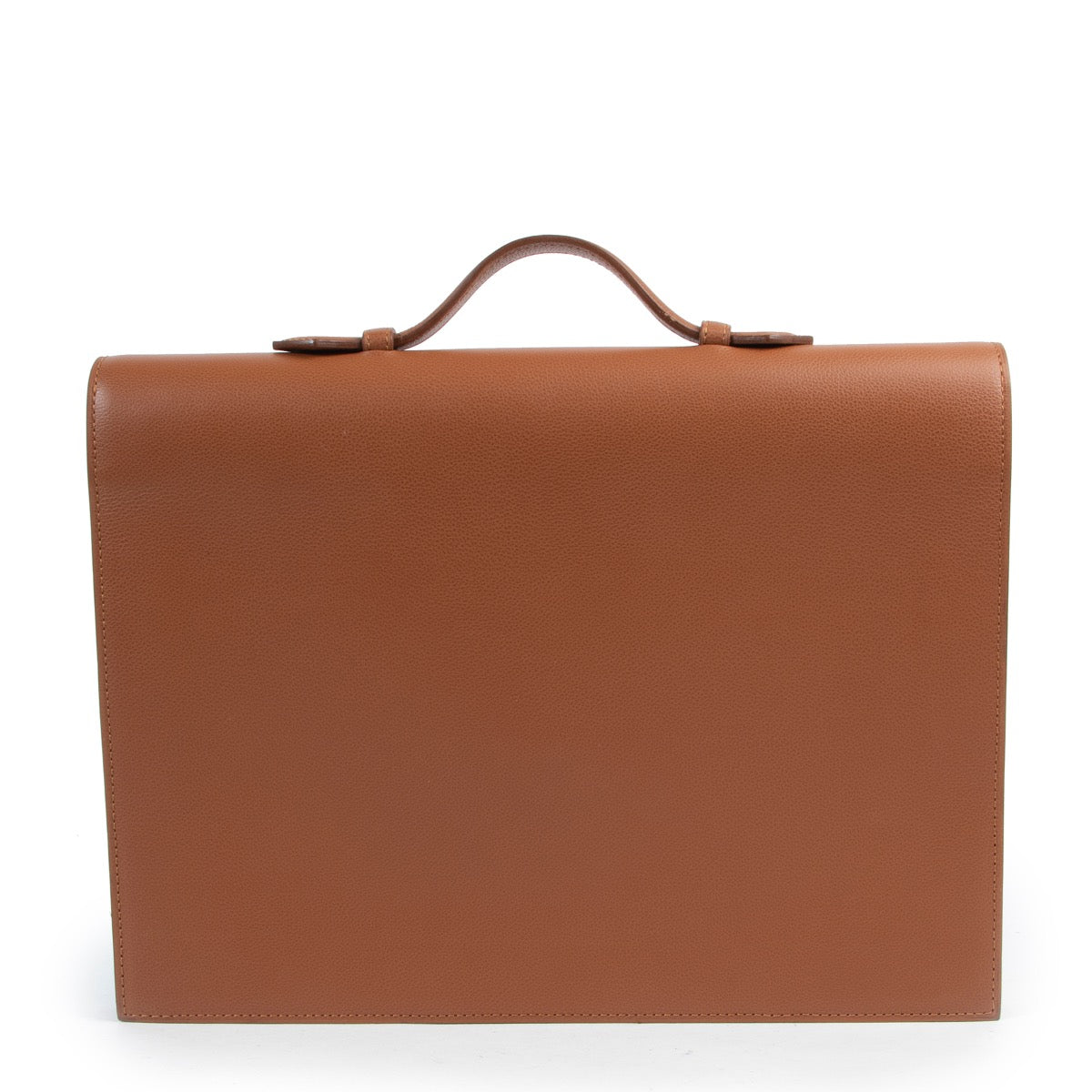 Shop safe online 100% authentic Delvaux Cognac Top Handle Briefcase in very good, excellent condition at the right price at Labellov in Antwerp.