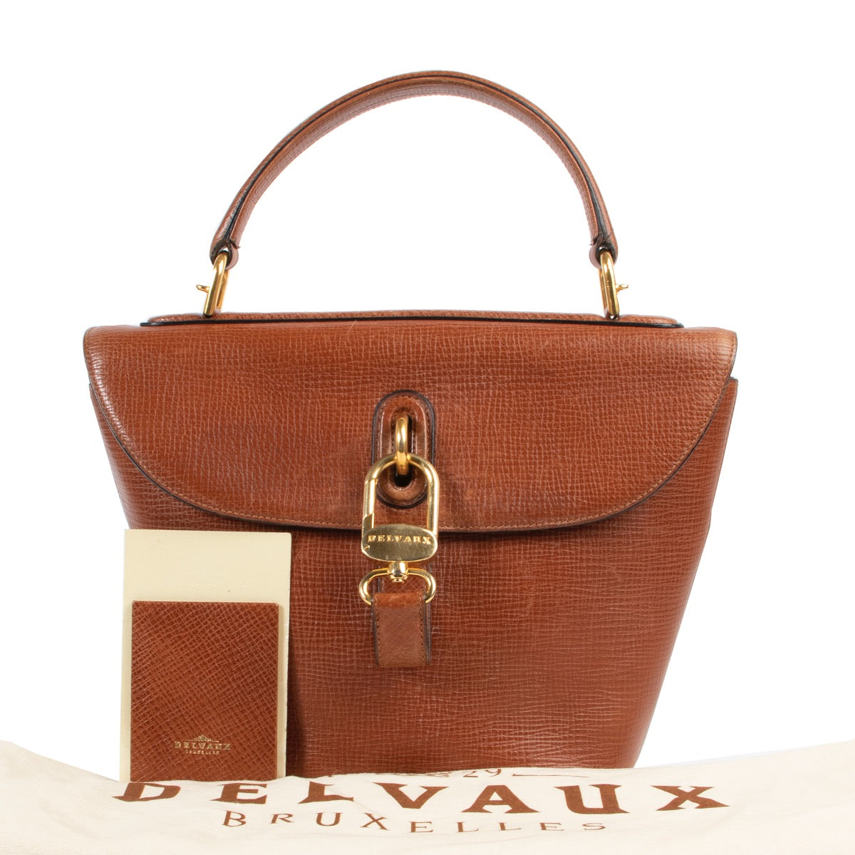 Shop safe online 100% authentic second hand Delvaux Cognac Top Handle Bag in good preloved condition at the right price at Labellov in Antwerp.