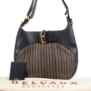 Shop safe online 100% authentic Delvaux Blue Toile De Cuir Chardonnay Shoulder Bag in good preloved condition at the right price at Labellov in Antwerp.
