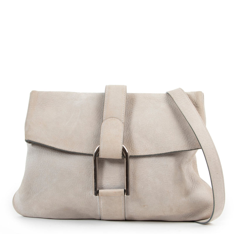 Delvaux Rully Grey Nubuck Santiag Crossbody Bag