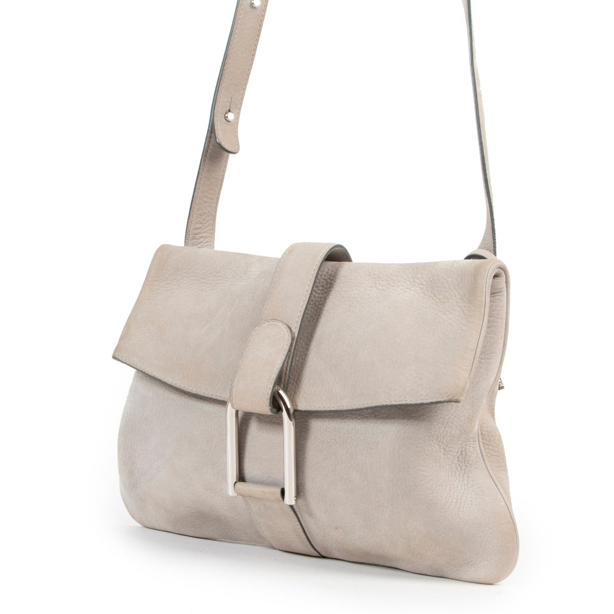 Delvaux Rully Grey Nubuck Santiag Crossbody Bag