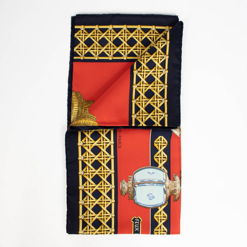 Hermès Red Feux de Route Silk 90 Scarf