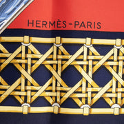 Authentic pre-loved Hermès Red Feux de Route Silk 90 Scarf on Labellov.com