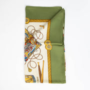 Authentic pre-loved Hermès Green Les Tambours Silk 90 Scarf on Labellov.com