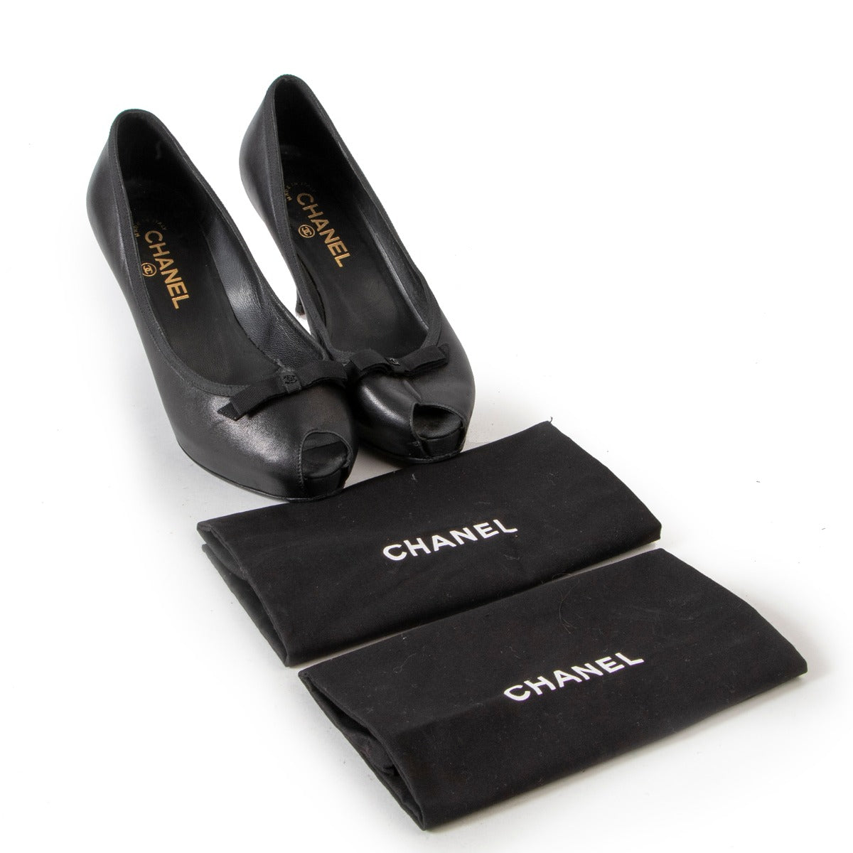 Chanel Black Peeptoe Pumps